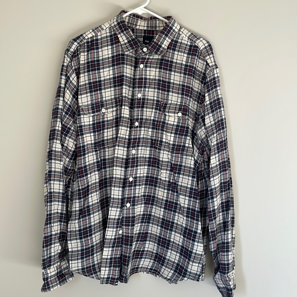 Gap plaid button up, size extra large